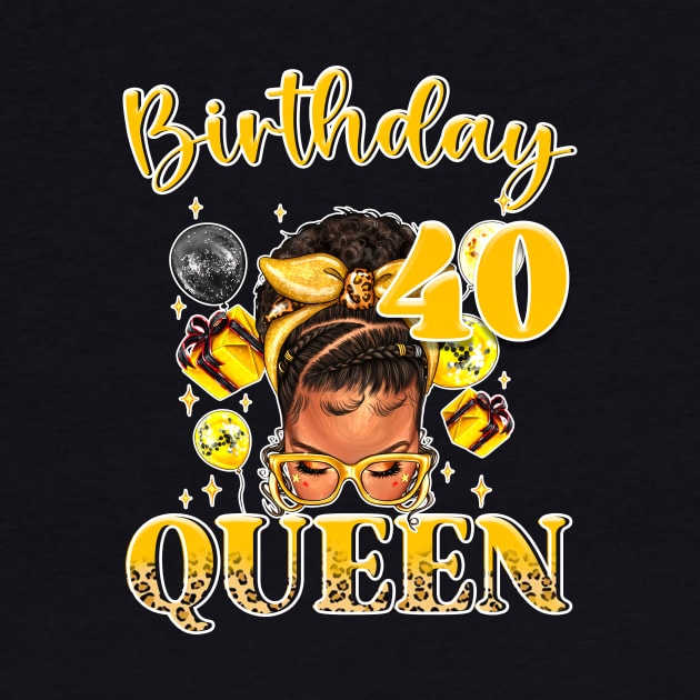 40th Birthday queen afro messy bun b-day Gift For Women by truong-artist-C